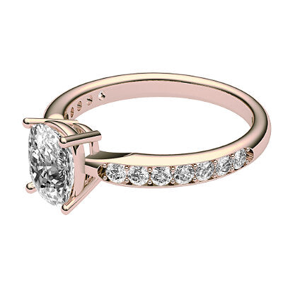 Simple Flat Cushion Solitaire Half diamond band 4 Prongs