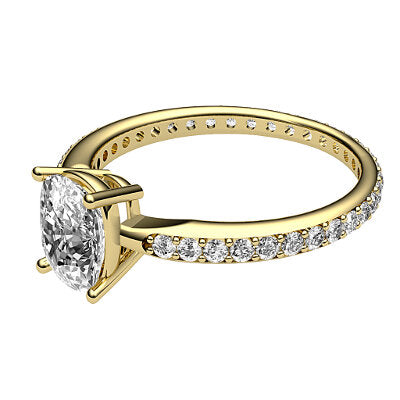 Simple Flat Cushion Solitaire Full diamond band 4 Prongs