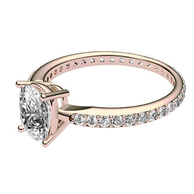 Simple Flat Cushion Solitaire Full diamond band 4 Prongs