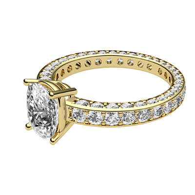 Simple Flat Cushion Solitaire Full coverage diamond band 4 Prongs