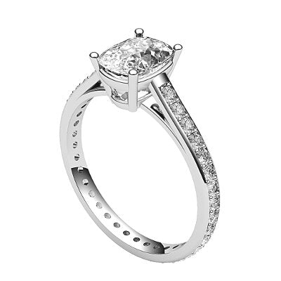 Trionfo Cushion Solitaire Full diamond band 4 Prongs