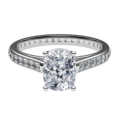 Trionfo Cushion Solitaire Full diamond band 4 Prongs