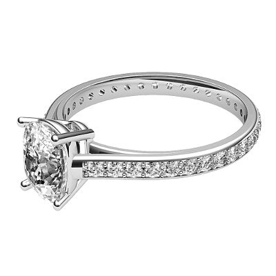 Trionfo Cushion Solitaire Full diamond band 4 Prongs