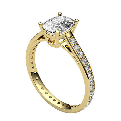 Trionfo Cushion Solitaire Full diamond band 4 Prongs