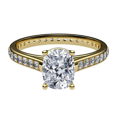 Trionfo Cushion Solitaire Full diamond band 4 Prongs