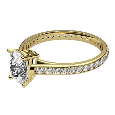 Trionfo Cushion Solitaire Full diamond band 4 Prongs