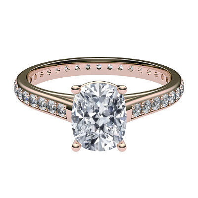 Trionfo Cushion Solitaire Full diamond band 4 Prongs