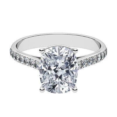 Vittoria Cushion Solitaire Half diamond band 4 Prongs