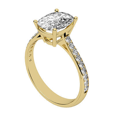 Vittoria Cushion Solitaire Half diamond band 4 Prongs