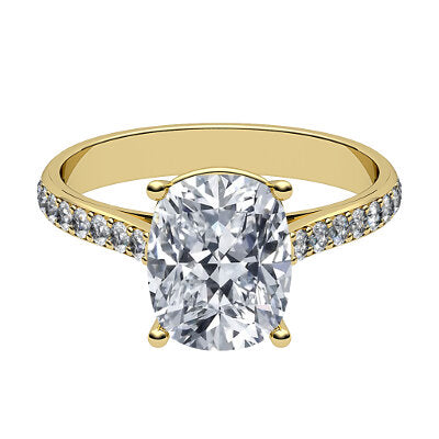Vittoria Cushion Solitaire Half diamond band 4 Prongs