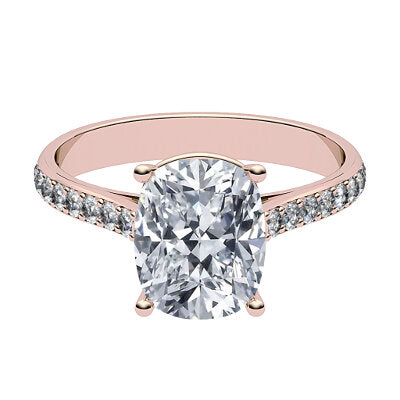 Vittoria Cushion Solitaire Half diamond band 4 Prongs