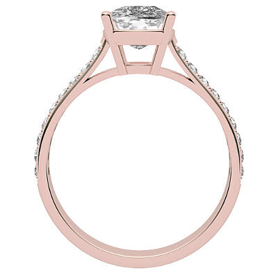 Vittoria Cushion Solitaire Half diamond band 4 Prongs