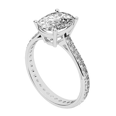 Vittoria Cushion Solitaire Full diamond band 4 Prongs