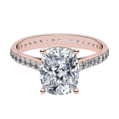 Vittoria Cushion Solitaire Full diamond band 4 Prongs