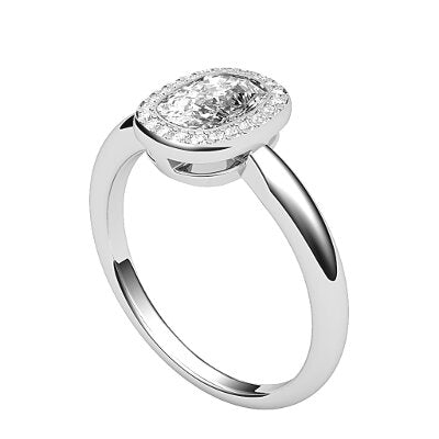 Simple Flat Cushion Solitaire halo Classic band