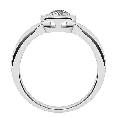 Simple Flat Cushion Solitaire halo Classic band