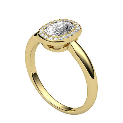 Simple Flat Cushion Solitaire halo Classic band