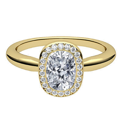 Simple Flat Cushion Solitaire halo Classic band