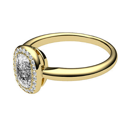 Simple Flat Cushion Solitaire halo Classic band