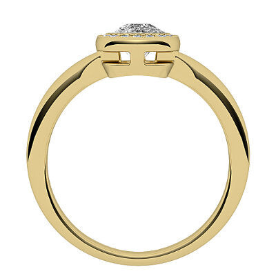 Simple Flat Cushion Solitaire halo Classic band