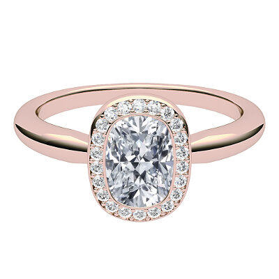 Simple Flat Cushion Solitaire halo Classic band