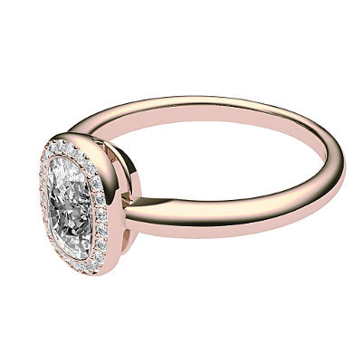 Simple Flat Cushion Solitaire halo Classic band