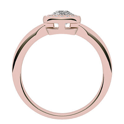 Simple Flat Cushion Solitaire halo Classic band