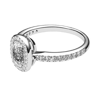 Simple Flat Cushion Solitaire halo Half diamond band