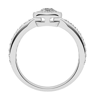 Simple Flat Cushion Solitaire halo Half diamond band