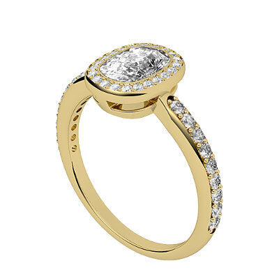 Simple Flat Cushion Solitaire halo Half diamond band