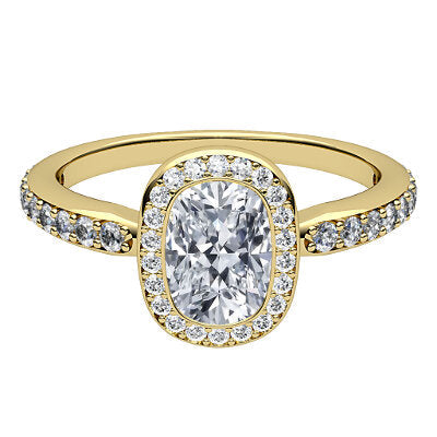 Simple Flat Cushion Solitaire halo Half diamond band