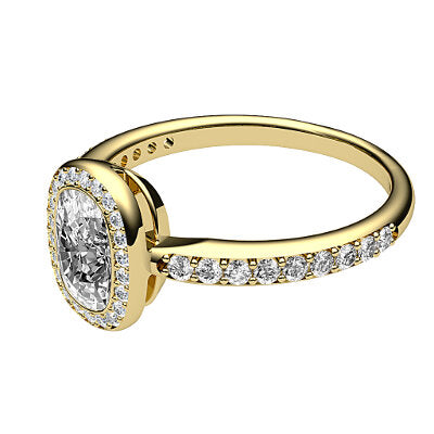 Simple Flat Cushion Solitaire halo Half diamond band