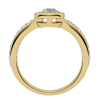 Simple Flat Cushion Solitaire halo Half diamond band