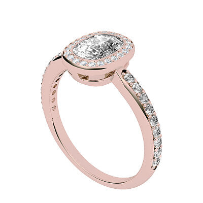 Simple Flat Cushion Solitaire halo Half diamond band