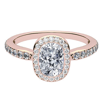Simple Flat Cushion Solitaire halo Half diamond band