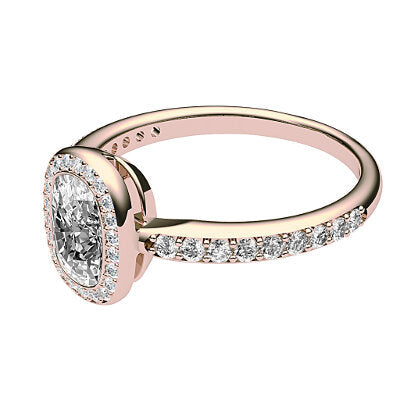 Simple Flat Cushion Solitaire halo Half diamond band
