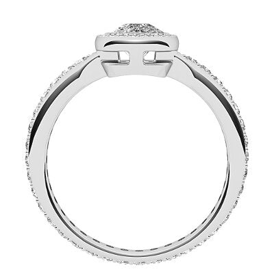 Simple Flat Cushion Solitaire halo Full diamond band