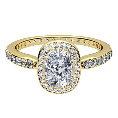 Simple Flat Cushion Solitaire halo Full diamond band