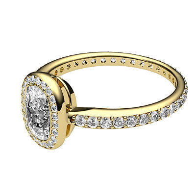 Simple Flat Cushion Solitaire halo Full diamond band