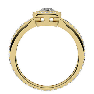 Simple Flat Cushion Solitaire halo Full diamond band