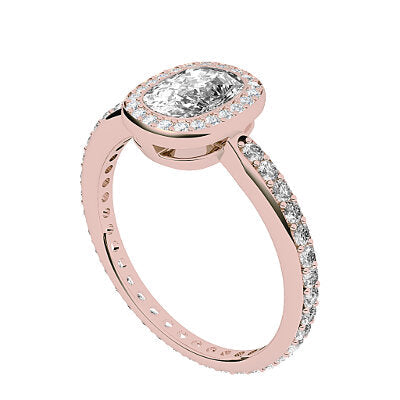 Simple Flat Cushion Solitaire halo Full diamond band