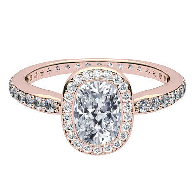 Simple Flat Cushion Solitaire halo Full diamond band