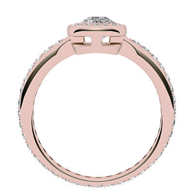 Simple Flat Cushion Solitaire halo Full diamond band