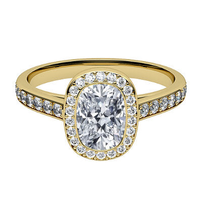 Trionfo Cushion Solitaire halo Half diamond band