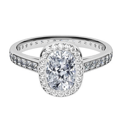 Trionfo Cushion Solitaire halo Full diamond band