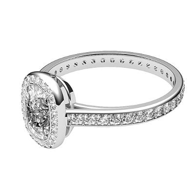 Trionfo Cushion Solitaire halo Full diamond band