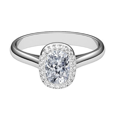 Vittoria Cushion Solitaire halo Classic band