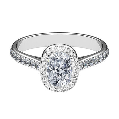 Vittoria Cushion Solitaire halo Half diamond band