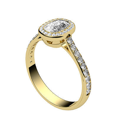 Vittoria Cushion Solitaire halo Half diamond band