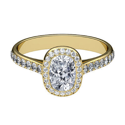 Vittoria Cushion Solitaire halo Half diamond band